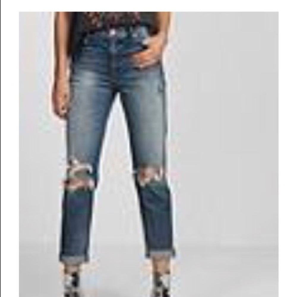 High Waisted Express Destroyed Girlfriend Jeans